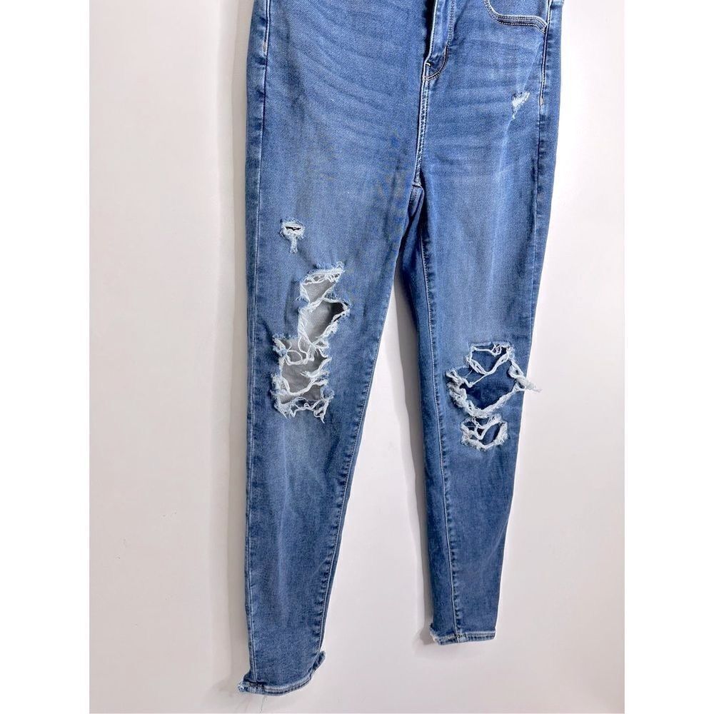 American Eagle Jeans Womens Distressed Blue Pants Stretch Size 4 - Picture 4 of 11